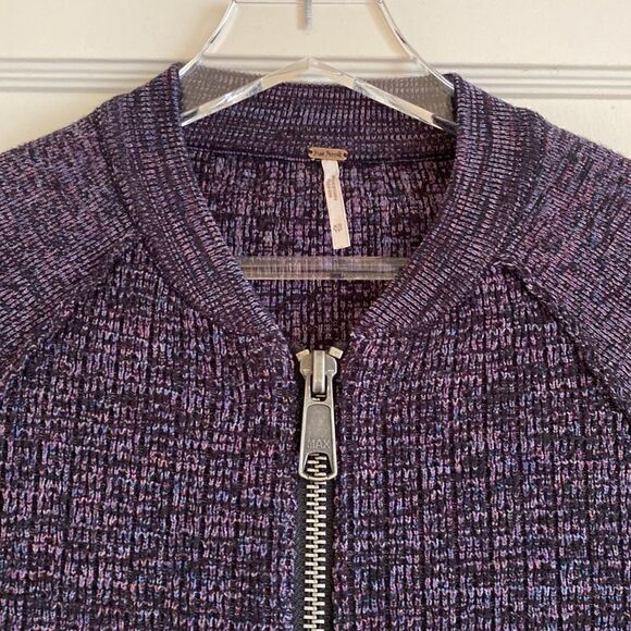 Free People Naomi Full Zip Sweater Sports Jacket Purple Black Size XS - Picture 5 of 12